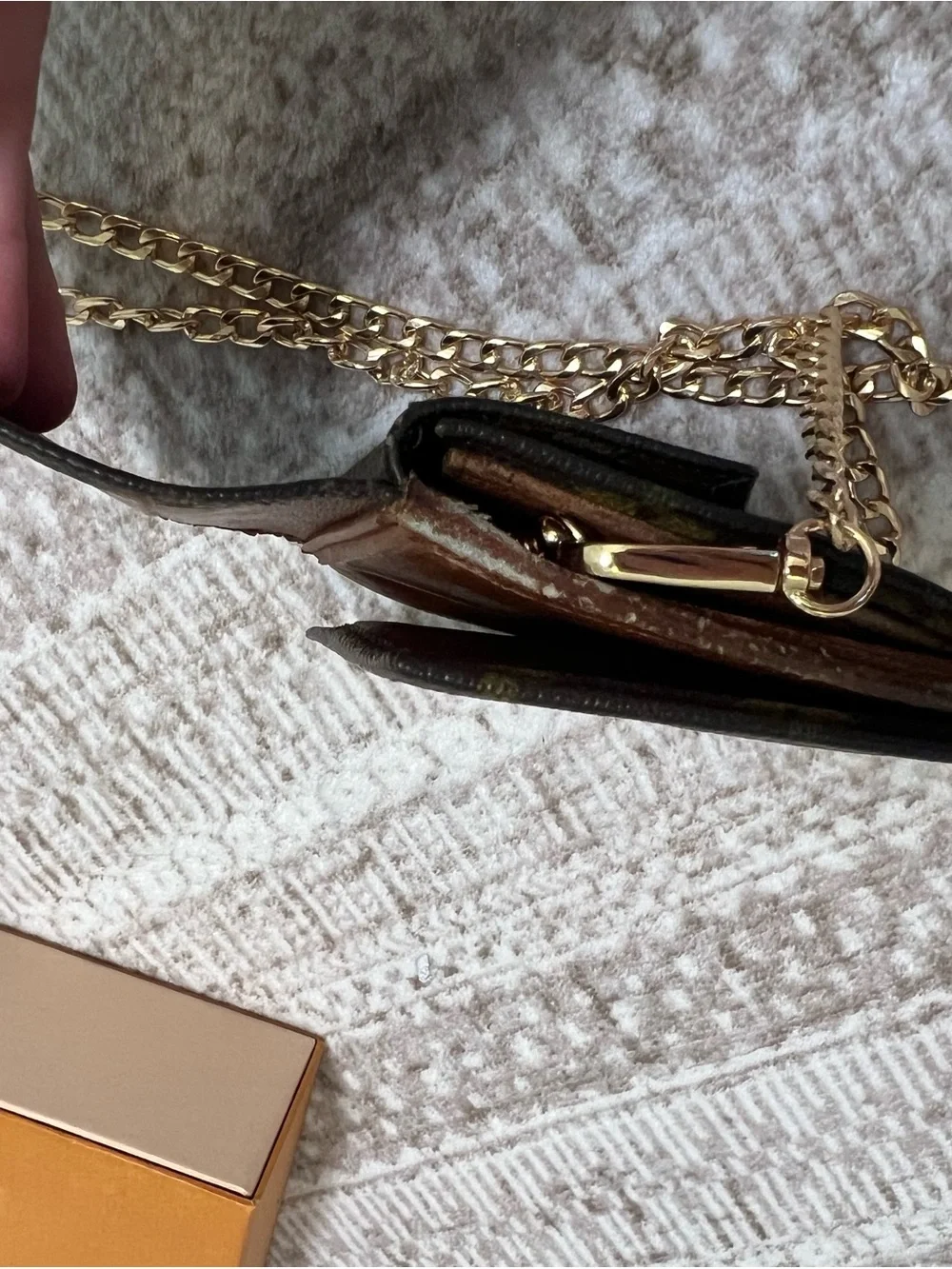Louis Vuitton Brown Monogram Mini Crossbody with Gold Chain
